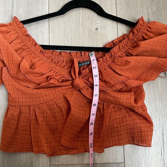 Zara ruffled crop top rust blouse - Picture 6 of 6